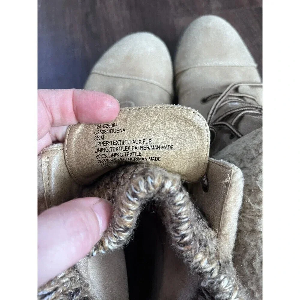 CLIFFS Womens Boots Brown Lace Suede 8.5 Outdoor Minimalist Tan Knit Ankle - Picture 2 of 6